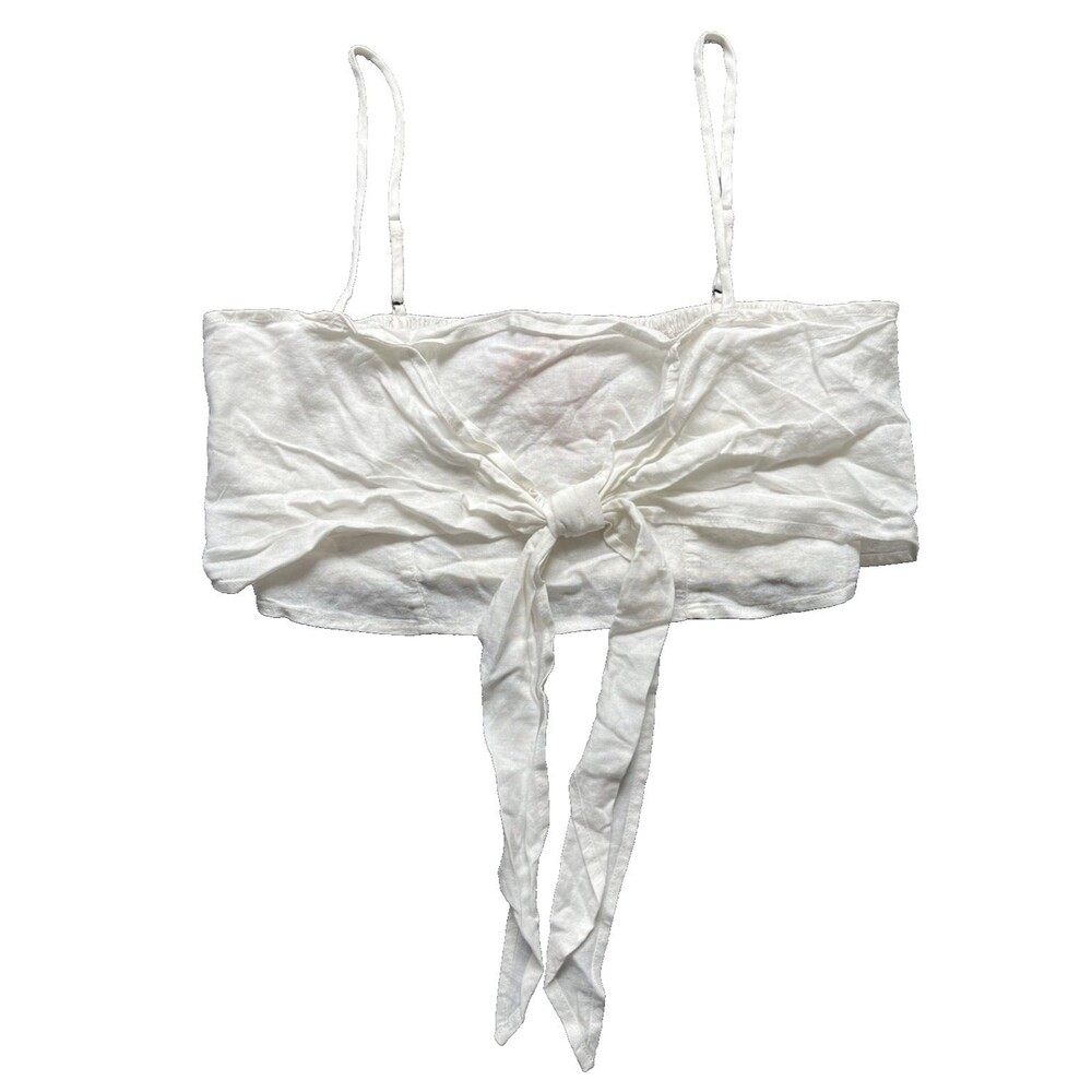 Pacsun Lottie Moss Smocked Halter Top Tie Front White Medium